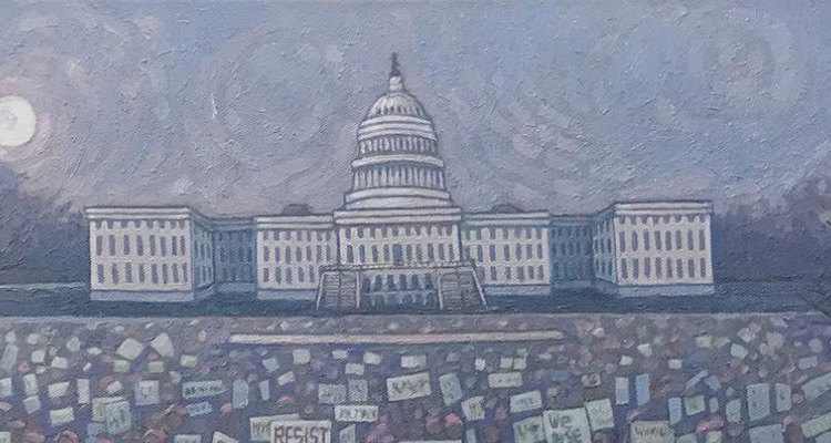A painting of a protest at the U.S. Capitol in Washington, D.C. submitted for the Atlantic Cape Art Gallery's upcoming "Voices and Votes" exhibit.